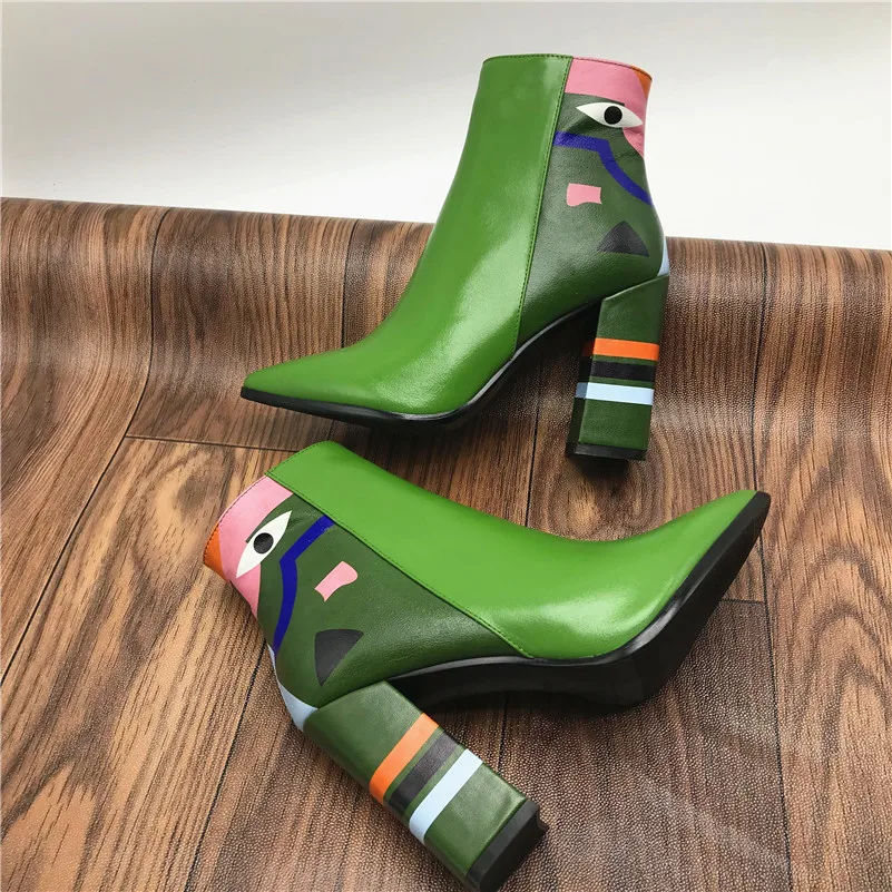 FEDONAS 2025 Fashion Brand Women Ankle Boots Print High Heels Ladies Shoes Woman Party Dancing Pumps Basic Leather Boots