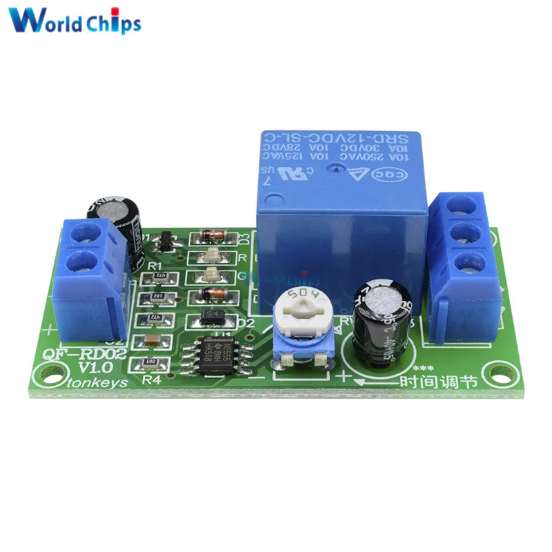 DC 12V Conduction NE555 Delay Timer Switch Adjustable Time Delay Relay Module AC 250V 10A DC 30V 0-60S Connect Module