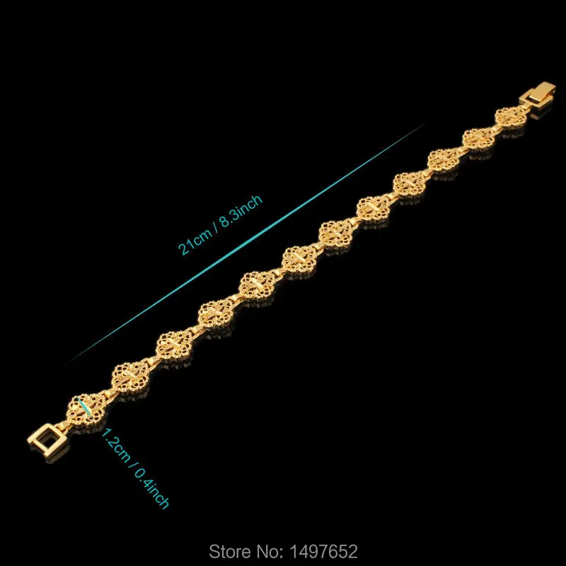 Cross Bracelet For Women Men12mm  Gold Filled Plated Exquisite pattern Bracelets/Bangles Kenya/Middle East Desigh