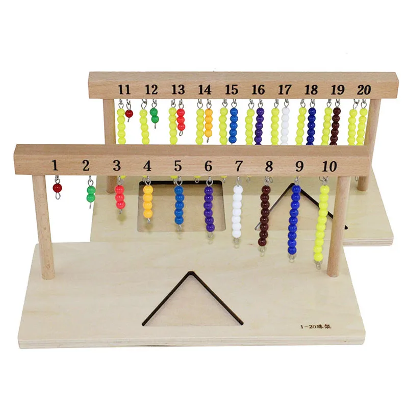 Baby 3-6 Years Montessori Math Toy Hanging Beads Holder Number From 1-20 With Color Beads School Teaching Aids