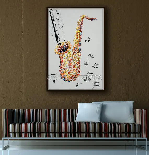 

Artist Hand-painted High Quality Modern Abstract Knife Oil Painting on Canvas Beautiful Musical Instagram Saxophone Oil Painting