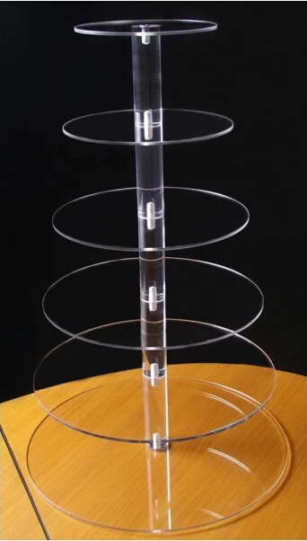 

Circle Acrylic Wedding Party Cake StandWholesale price Great quality 6 Tier Round Cardboard Cupcake Display Stand decoration