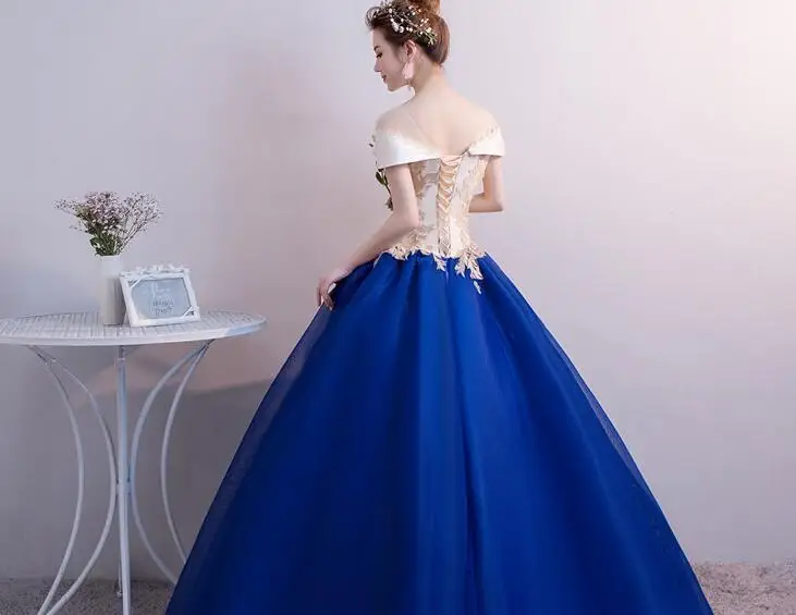 100% echt royal blau prinzessin cosplay ballkleid medieval kleid renaissance-kleid königin Viktorianischen Belle ballkleid