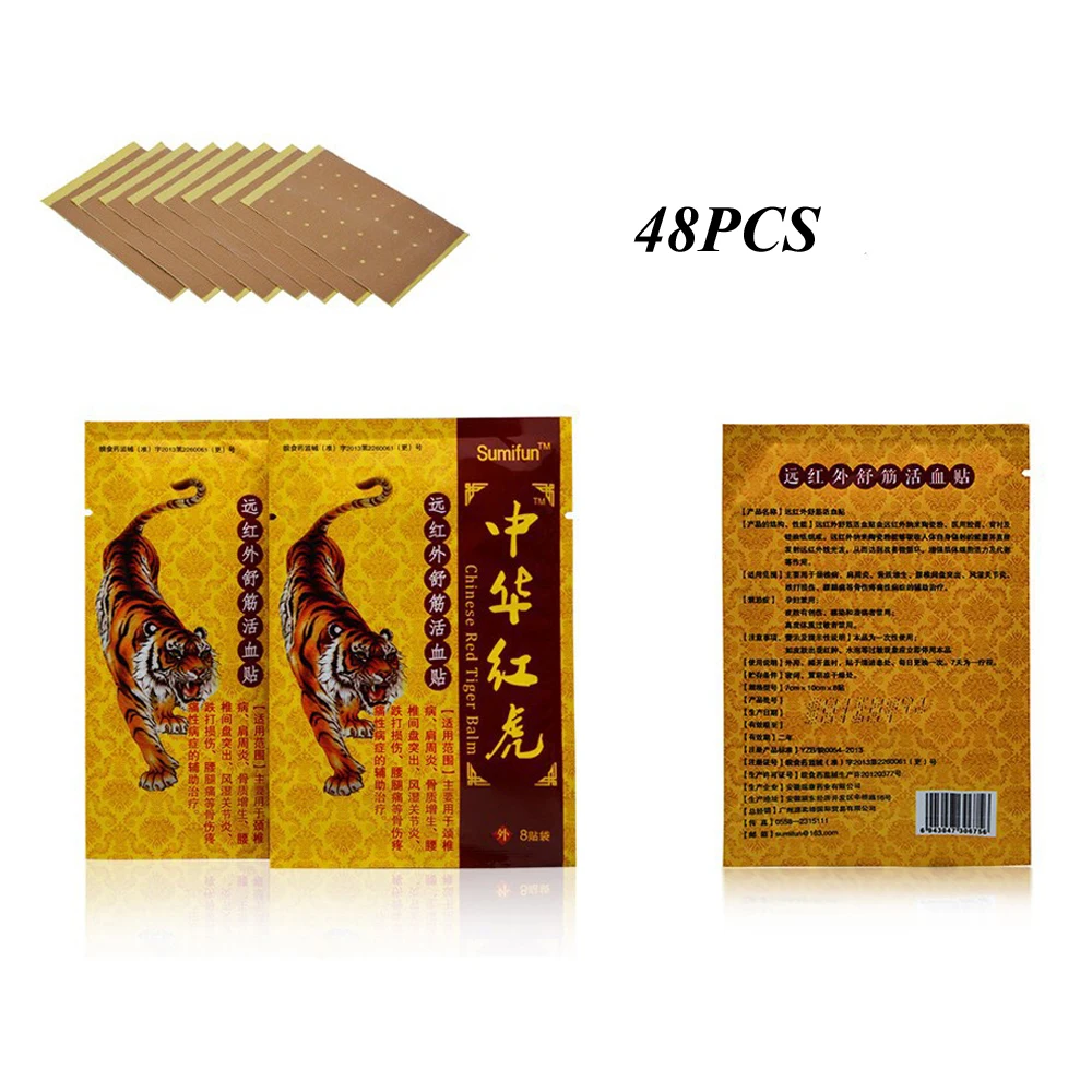 

48Pcs/Lot Back/Neck/Joint Arthritis Ache Plasters Chinese Red Tiger Medical Patches Rheumatism Pain Relief Balm Health Care Tool