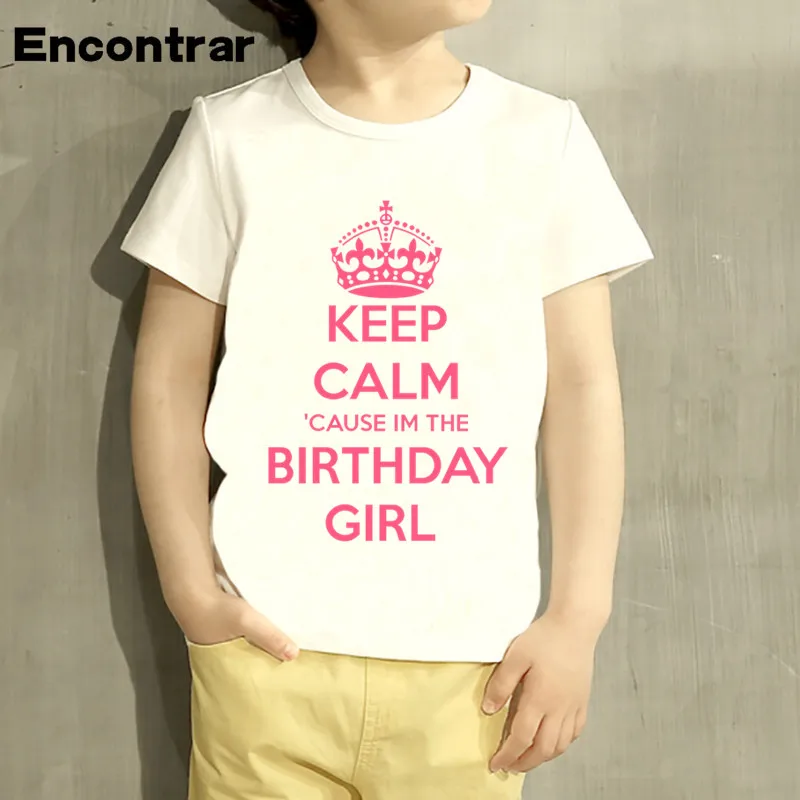 Baby Boys/Girl Keep Calm Coz I'm Brithday Queen/Prince Design T Shirt Kids Funny Short Sleeve Tops Children Cute T-Shirt,HKP5150