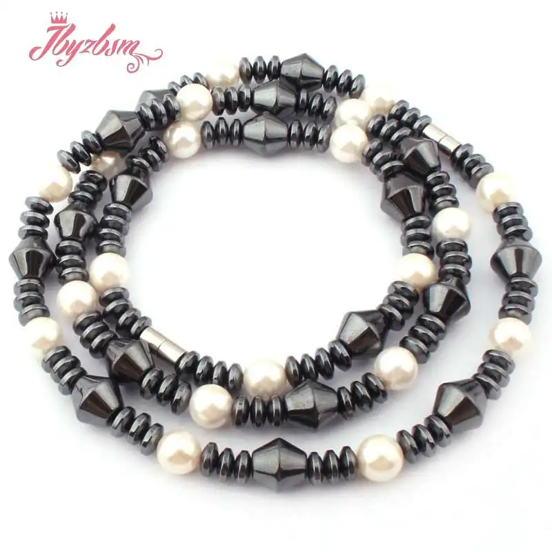 Black (No Magnetic) Hematite Natural Stone Beads For Woman Tribal Fashion Jewellery Necklace 21