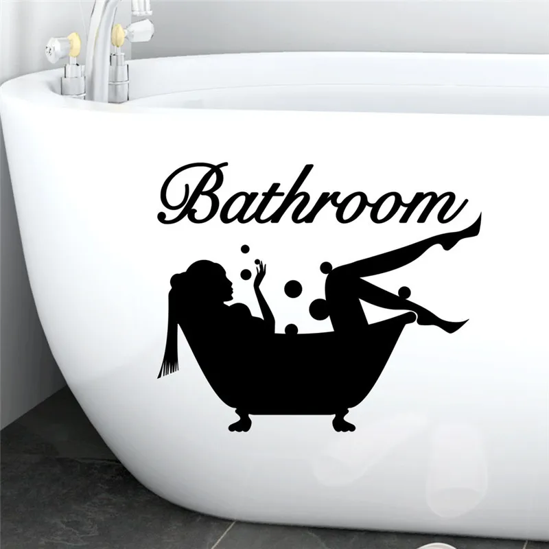 Bathroom Washroom Bubble Shower Home Decor Decal Mural Wall Stickers Door Decor