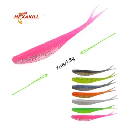 Hexakill 10Pcs/Lot 7cm 1.8g Silicone Worm Shad Soft Lures Artificial Fishing Baits Carp Fishing Tackle