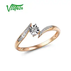 VISTOSO Pure 14K 585 Two-Tone Gold Sparkling Illusion-Set Miracle Plate Diamond Ring For Women Anniversary Trendy Fine Jewelry