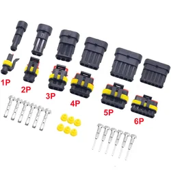 5sets 1.5 Kit 2 3 4 5 6 pins Way Female Male Super Seal  Waterproof Electrical Wire Cable Automotive Connector Car Plug