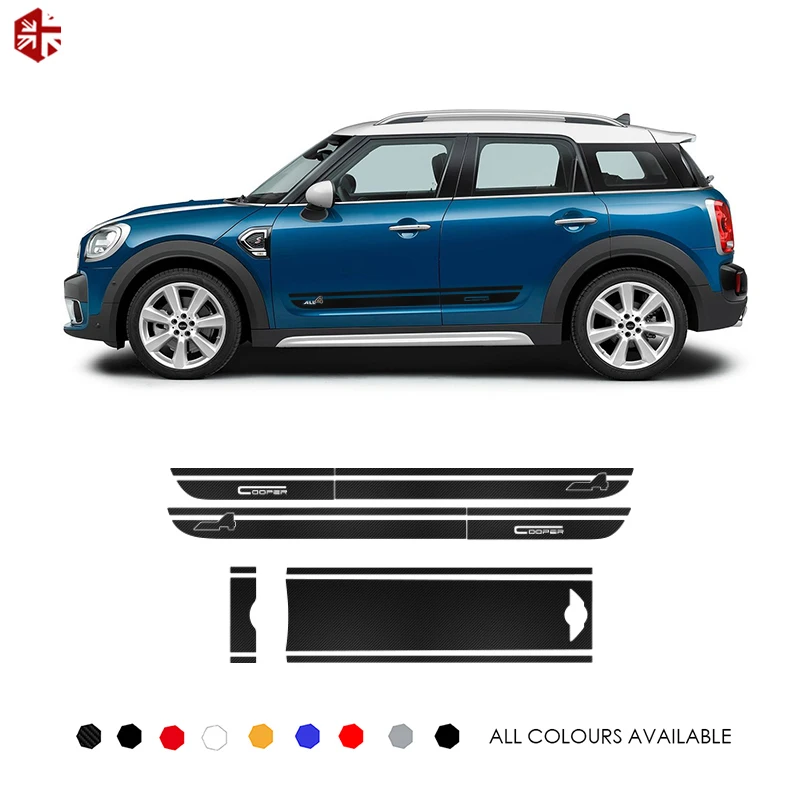 

Car Hood Trunk Engine Rear Side Stripes Skirt Sticker Body Decal Kit For MINI Countryman F60 JCW ALL4 Cooper Style 2017-Present