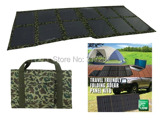 GGX ENERGY 120 Watt Portable RV and Marine Mono Folding Solar Panel Kit with 10A Solar Charge Controller