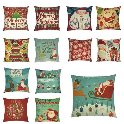 Merry Christmas Decorative Throw Pillow Case 18 X 18 Inch(45*45CM)Cotton Linen