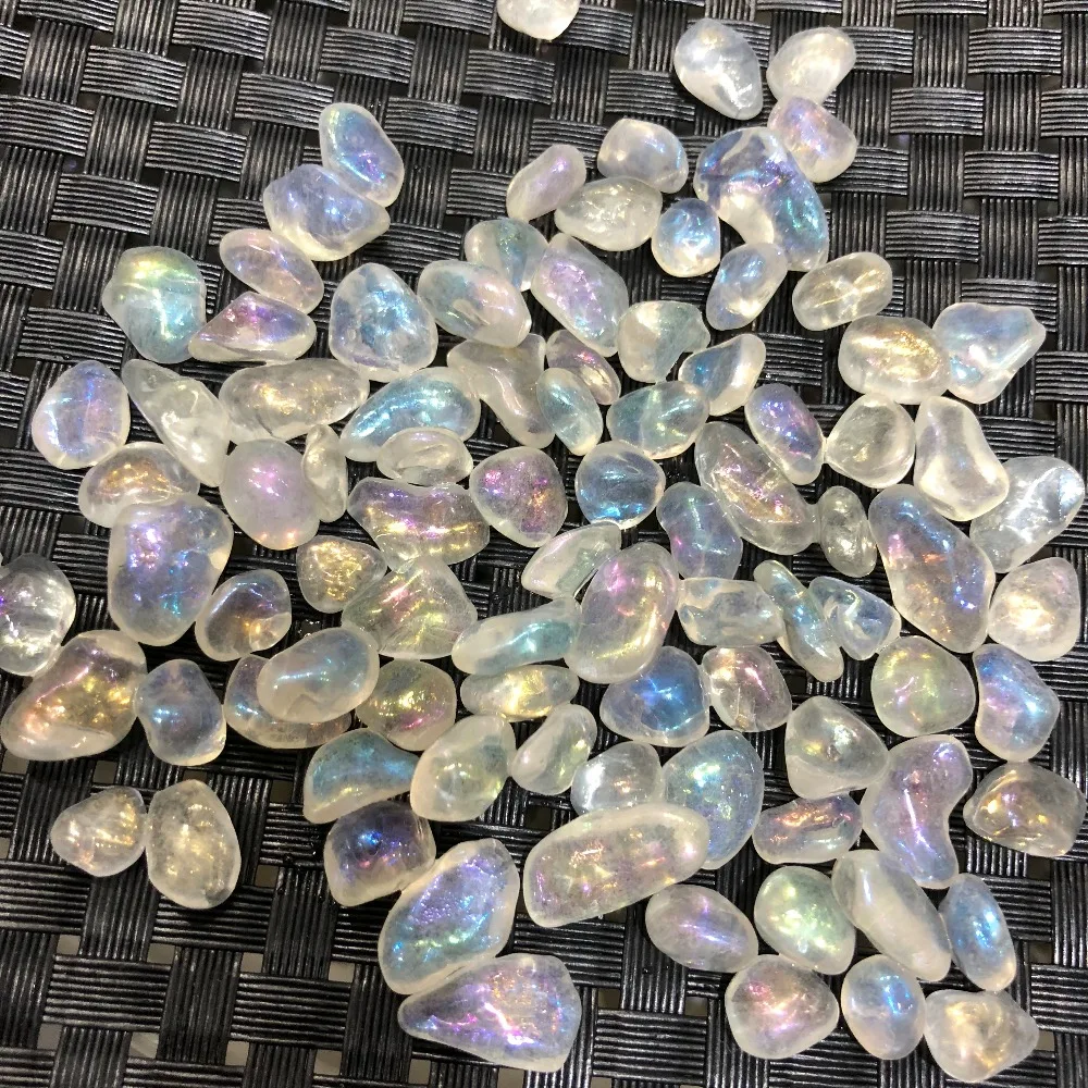 1000g amazing aura coated rainbow quartz crystal chakra healing medaion gemstone gravel tumbled stones