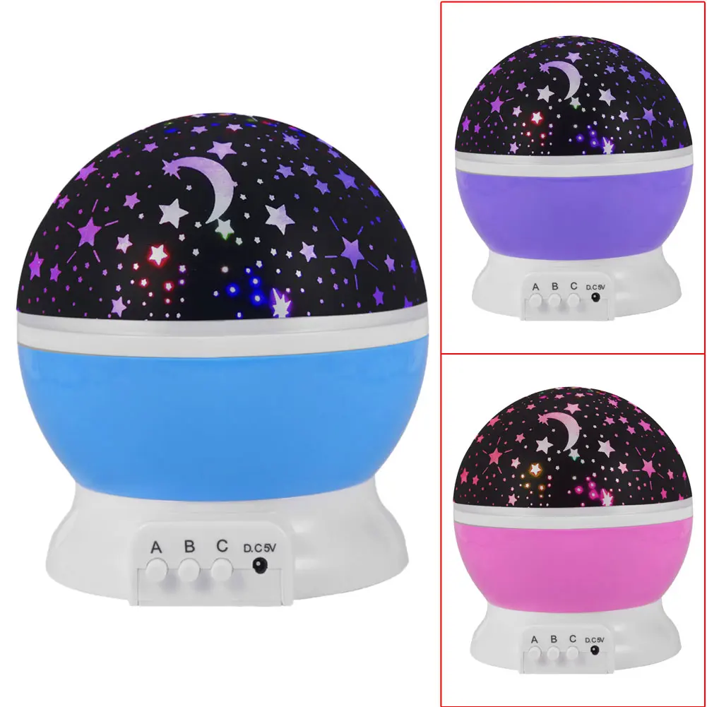 Auto-Rotating Romantic Cosmos Star Starry Sky Moon Projector Lamp Battery USB LED Night Light Lamp For Kids Bedroom