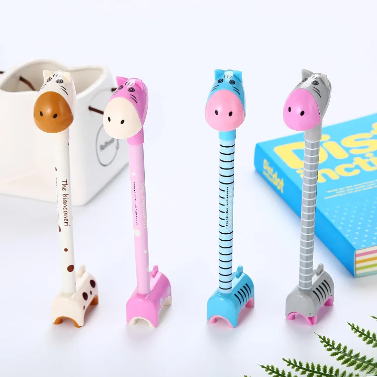 

40 pcs Learning Stationery Creative Cartoon Donkey Ballpoint Pen Cute Student Giraffe Desk Office Hippos Signature Pen