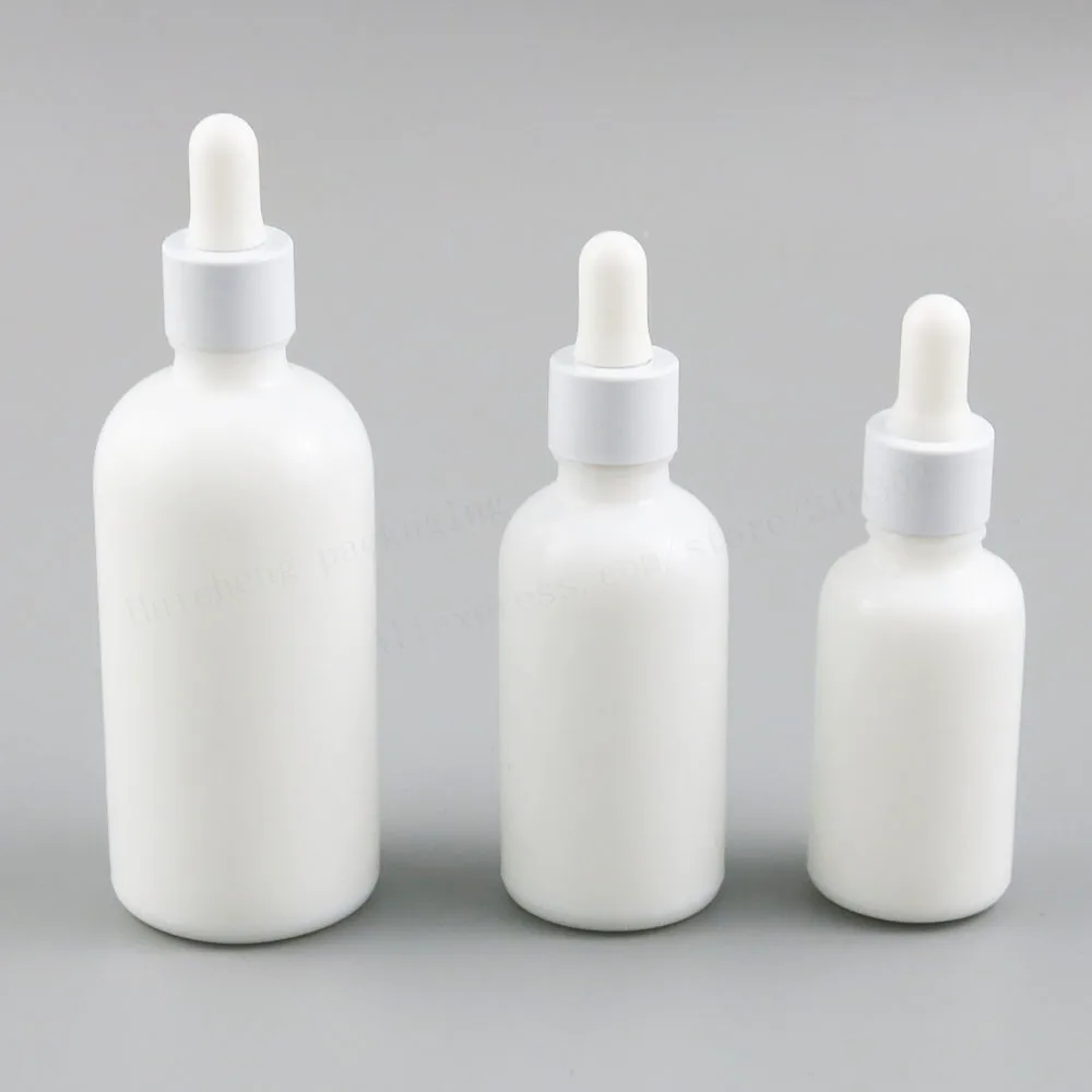 200 x High Quality Refillable Natural White Dropper Bottles 1oz Empty Glass Piepette Dropper Container 30ml 50ml 100ml