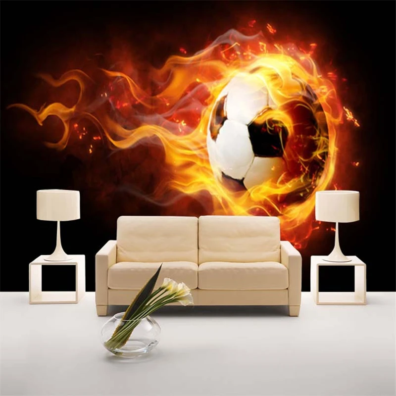 

beibehang papel de parede 3D Mural wall paper Flame football wall sticker Wall Murals print decals Home Decor photo wallpaper