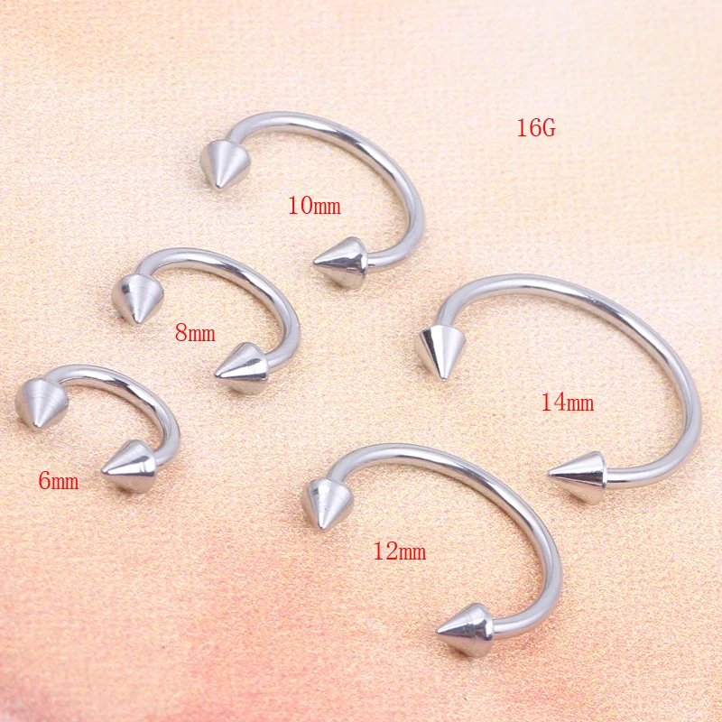 

Steel Piercing Horseshoe 16G 6-14mm Silver Barbells Horseshoe Lip Nose Eyebrow Septum Ring Nipple Penis Body Piercing