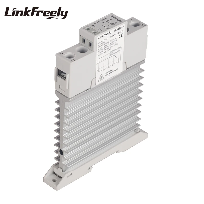 

TRA48D40M Integrated Heat Sink Radiator SSR Solid State Relay Din Rail 40A 42-480VAC Out 5V 12V 24VDC In Voltage Control Relay