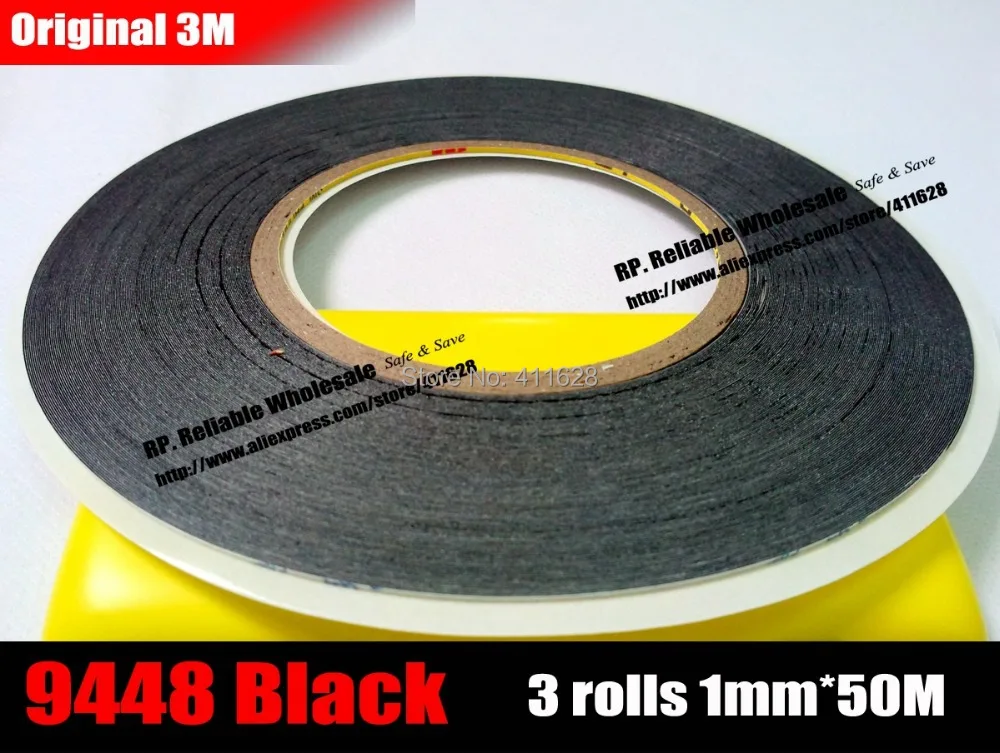 

3 rolls (1mm* 50M) Ultra Slim 3M 9448AB Black Adhesive Strip for iphone Samsung Huawei HTC phone Tablet Touch Screen LCD Display