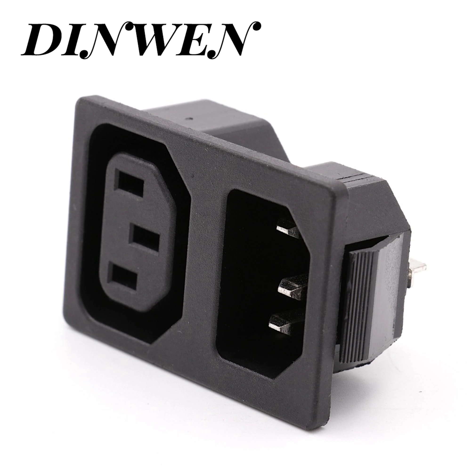 1PC POWER SOCKEKT IEC320 C14 Dual Male Femal Snap In Power Cord Inlet Jack Socket Receptacle Connector AC 250V 10A CE CCC TUV KC