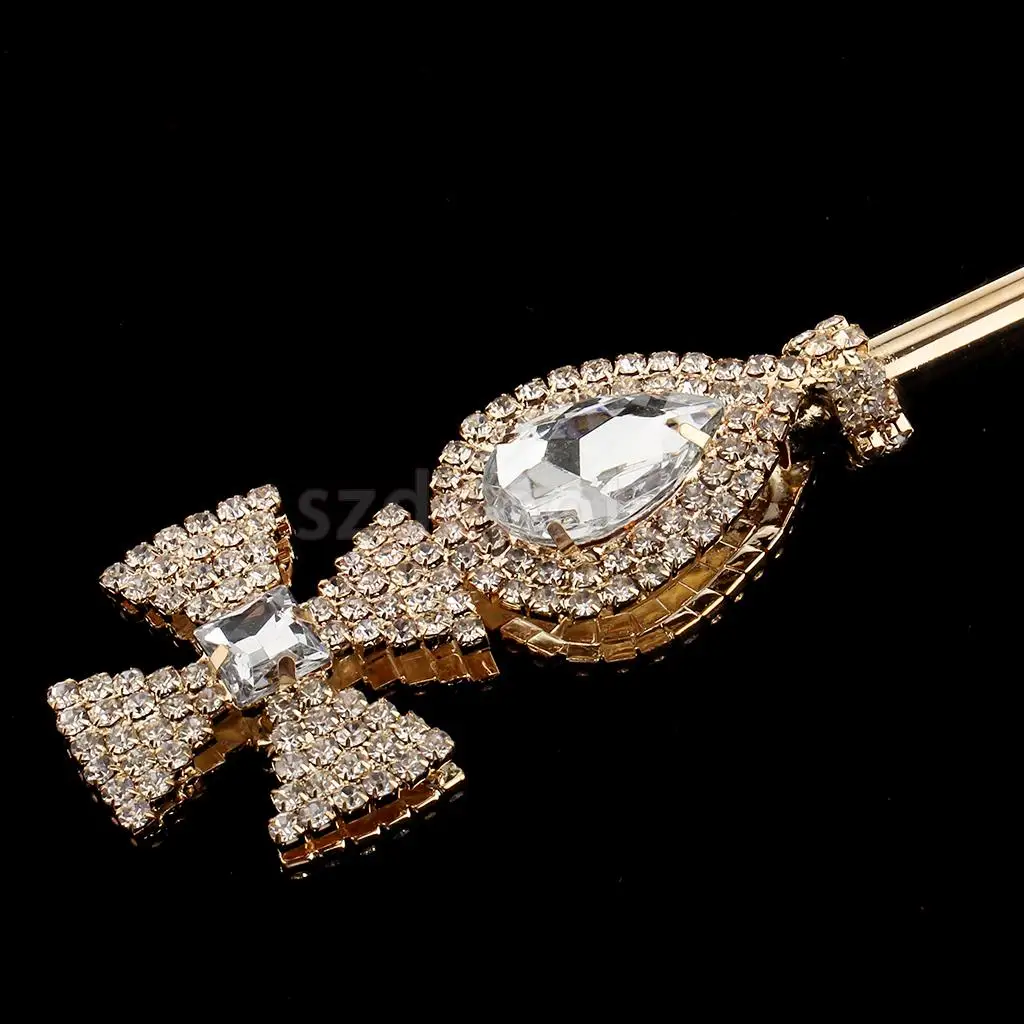 Glitter fada princesa rainha cruz de cristal varinha mágica real esqueleto vestidos elegantes traje adereços dourado prata 50 cm