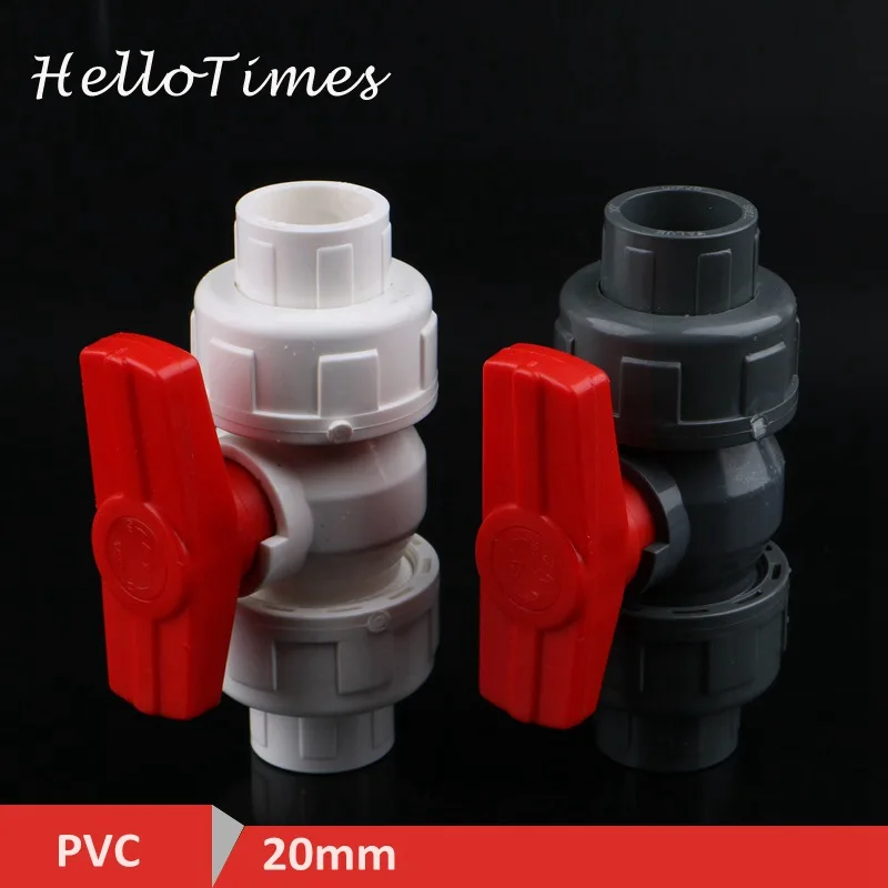 

1pc 20mm to 20mm PVC Ball Valve Union Valve PVC Water Pipe Connector Plumbing Hose Fittings 1/2" Slip Shut Valve