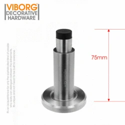 VIBORG Deluxe Adjustable 304 Stainless Steel + Rubber Door Stopper Wall mounted door Doorstop Door Stop Wall Protector Bumper