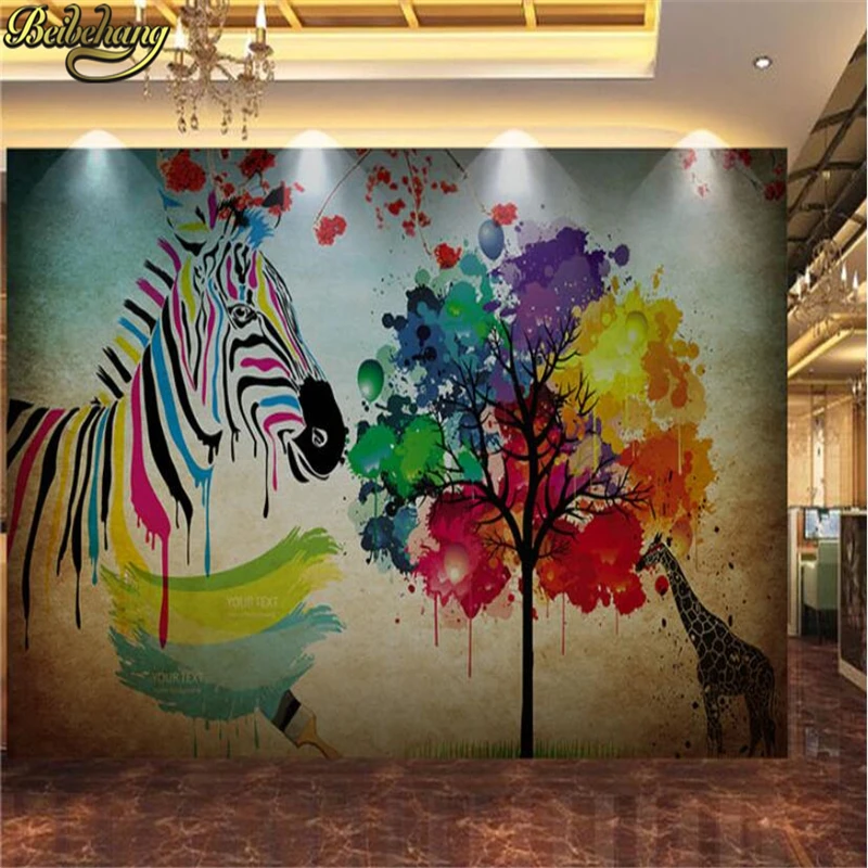 beibehang Tv background 3d wallpaper for wall Hand drawn color zebra mural Custom murals papel photo wall paper roll living room