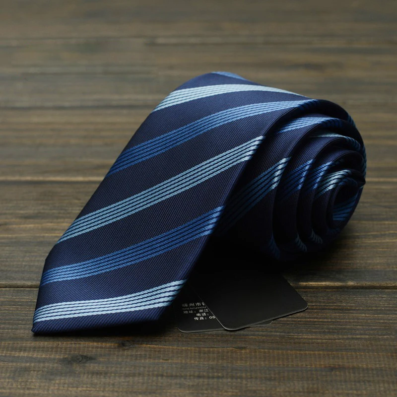New 7CM Ties for Men Classic Business Striped Jacquard Woven Necktie Formal Work Wedding Party Mens Ties with Gift BOX