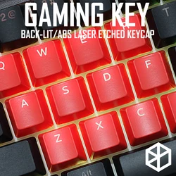 Novelty Shine Through Keycaps ABS Etched, Shine-Through qwer asdf zxcv red custom mechanical keyboards gaming key for 87 104 60