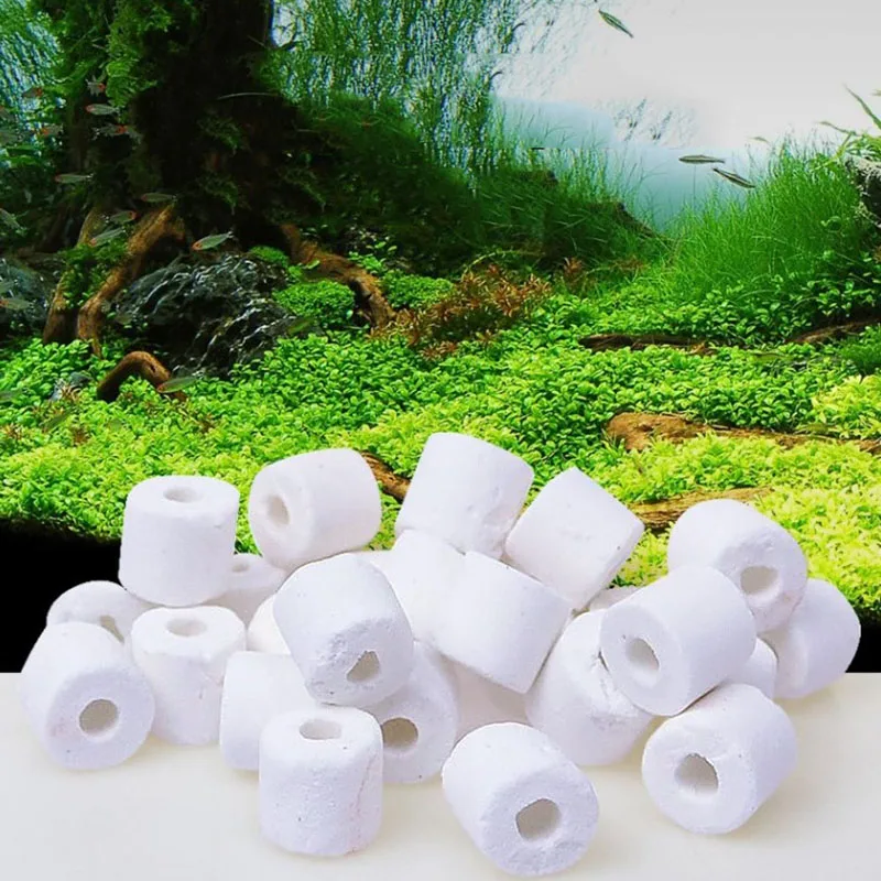 100g Aquarium Filter Ceramic ring for aquarium Glass Ring Biological ring Bacterial House Fish tank Filter Media