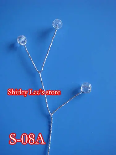 Wholesale--1000 bead spray  Clear Iridescent Triple Faceted   SINGLE  PICK MORE COLORS w/wired stem