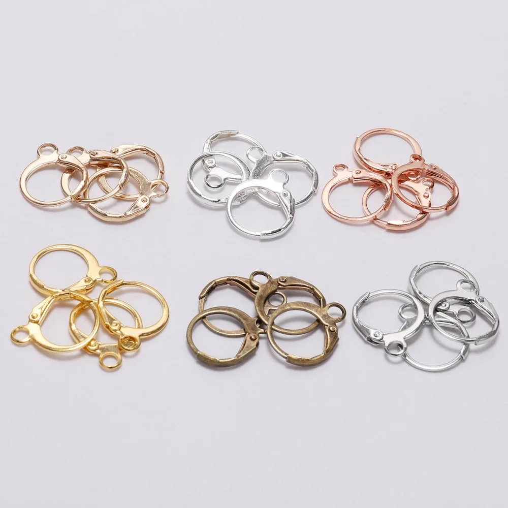 

20pcs/lot 14x12mm Gold Rose Gold French Earring Hooks Wire Settings Base For Earrings DIY Jewelry Making Findings