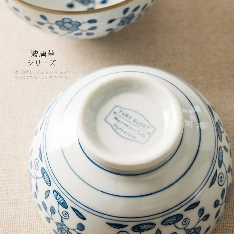 Japan Style Zakka plant ceramic bowls porcelain tableware rice bowls creative cute soup bowl noodle bowls under-glazed S/M/L