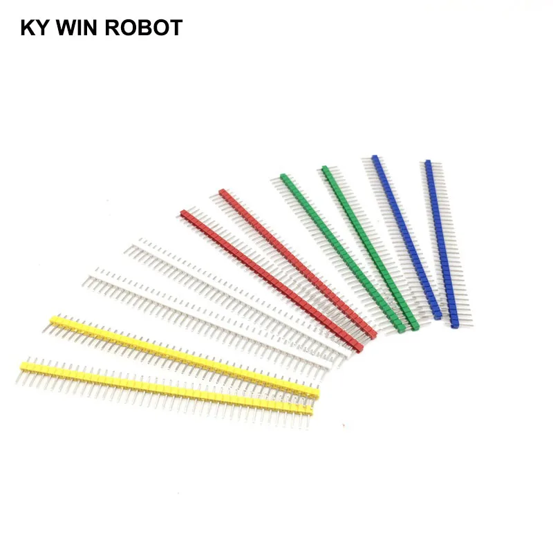 10pcs Pin Header Connector Male 2.54mm Pitch Pin Header Strip Single Row 40 pin Connector Kit for PCB board
