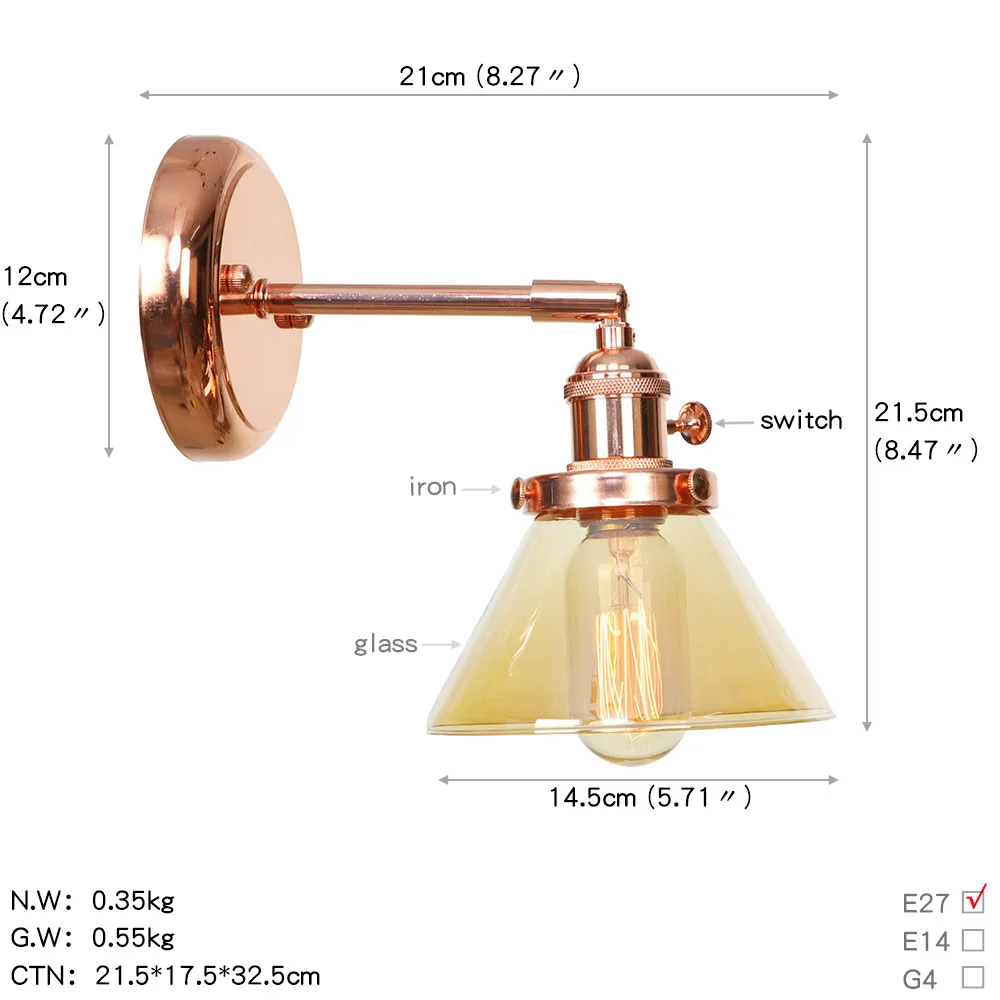 IWHD Nordic Modern Rose Gold Wall Lamp Beside Bedroom Bathroom Mirror Stair Light Vintage Edison Wall Sconce LED Aplique Pared