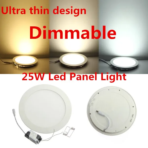 LED Panel Light Dimmable 3W 4W 6W 9W 12W 15W 25W High brightness LED Ceiling Light with adapter AC85-265V indoor Light