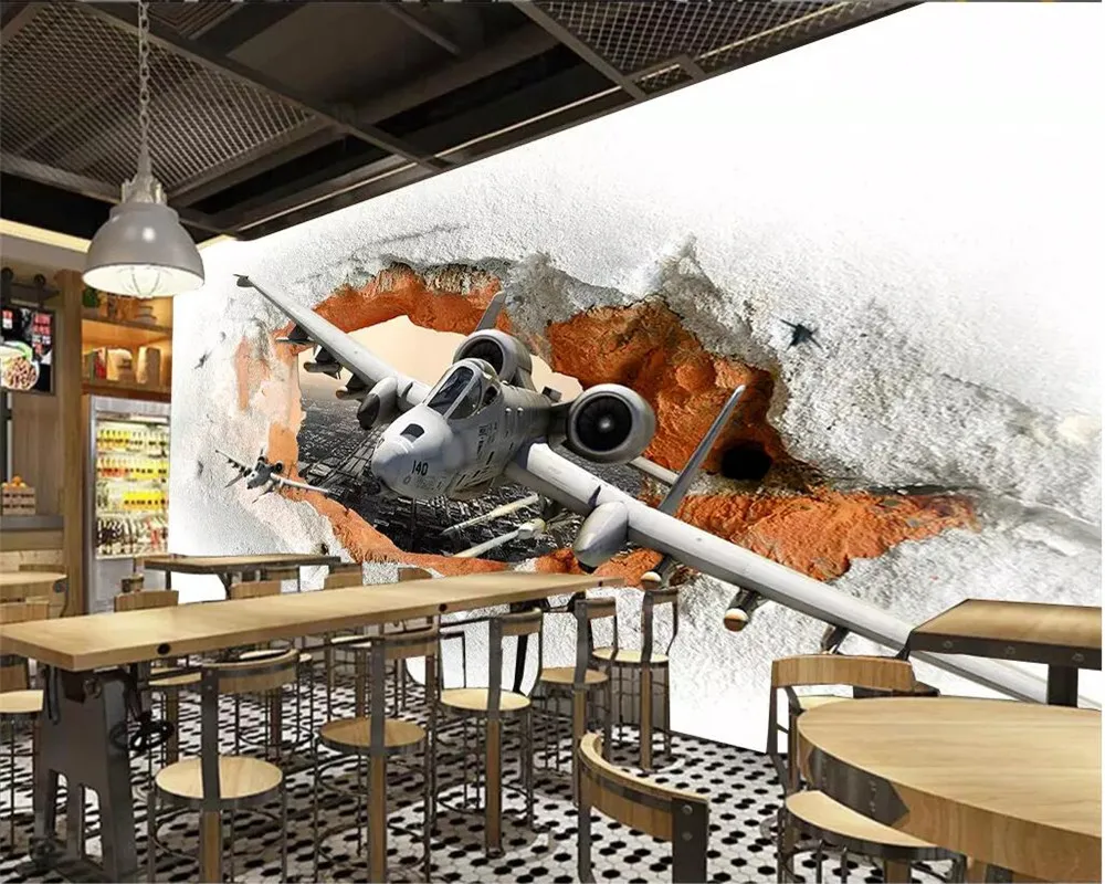 beibehang Custom wallpaper 3d photo mural fighter missile cafe restaurant personality mural wall papers home decor 3d wallpaper