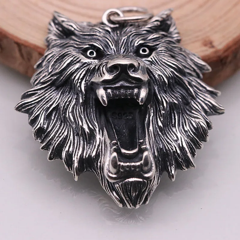 MAYONES Vintage Pendant 100% Real 925 Sterling silver Jewelry Men Women Animal Wolf Head Necklace Pendant FREE SHIPPING