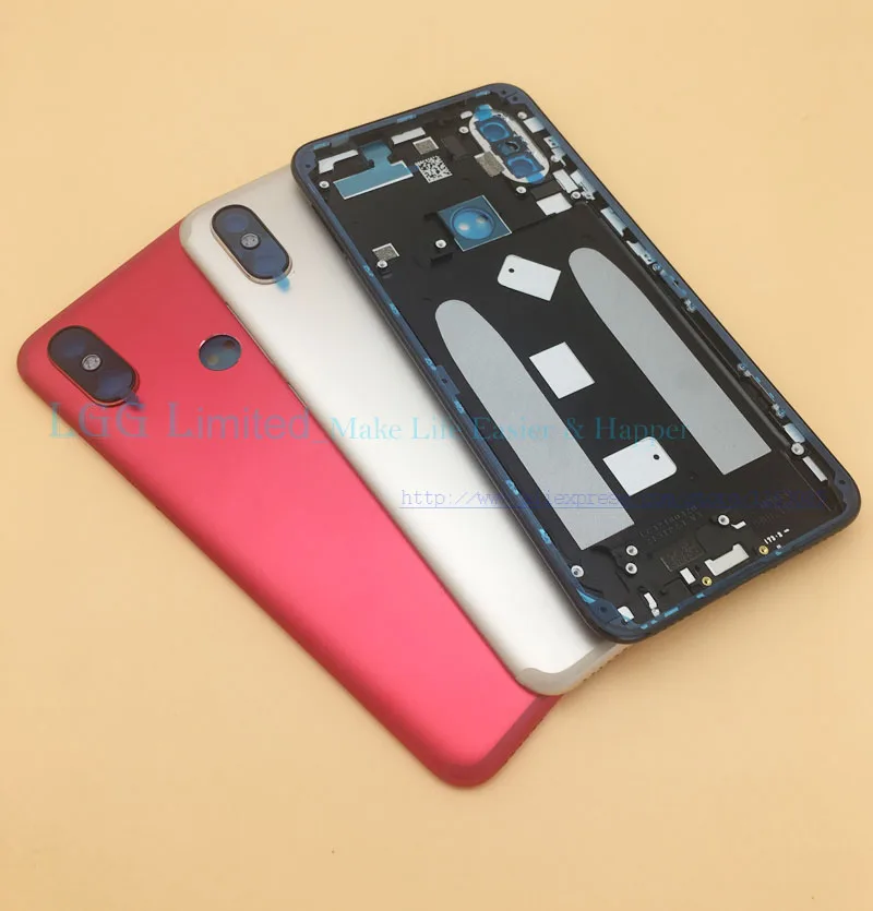 Original Rear Door For Xiaomi Mi A2 Battery Cover Back Housing Case For Xiaomi Mi A2 Lite Battery Cover+Power Volume Button