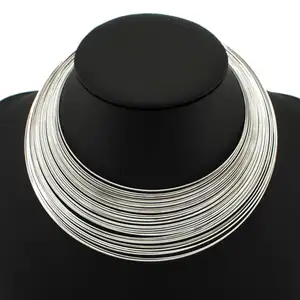 MANILAI-COLLAR MULLAYER METAL TORQUES Tuyên bố cho phụ nữ, dây chuyền cổ áo, vòng cổ maxi, trang sức Ấn Độ, thời trang 10 Mặt dây chuyền bán hàng của Ấn Độ - №6