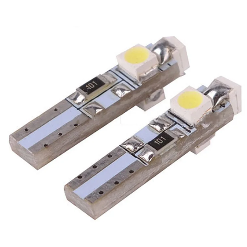 1Pcs Auto LED W2 X 4.6d T5 1210 3 SMD White/Crystal Blue 12V 3528 Car Instrument dashboard warning signal lamp lights bulb.