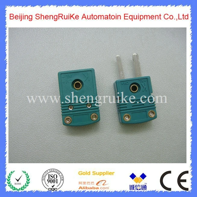 Imagem -02 - Mini Conector de Par Termoelétrico k Omega tipo Cor Verde Pino Liso Masculino e Fêmea