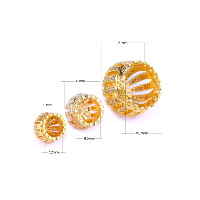 Juya 큐빅 지르코니아 크라운 비드 캡 액세서리, 바느질 술 목걸이 귀걸이 제작, 10mm, 13mm, 2 4 개/로트 도매