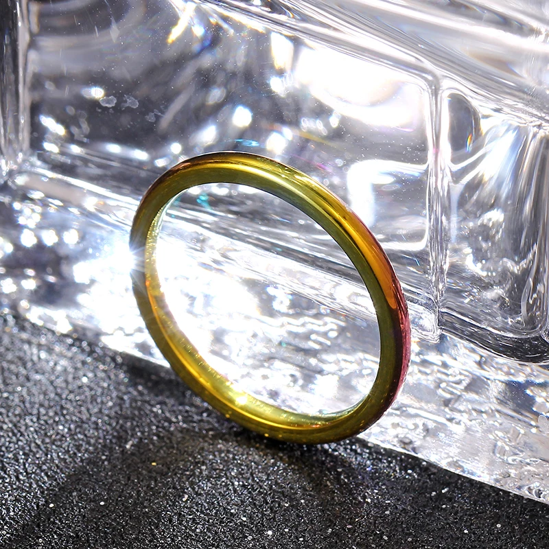 2mm Rainbow 316 Stainless Steel Ring for Men and Women