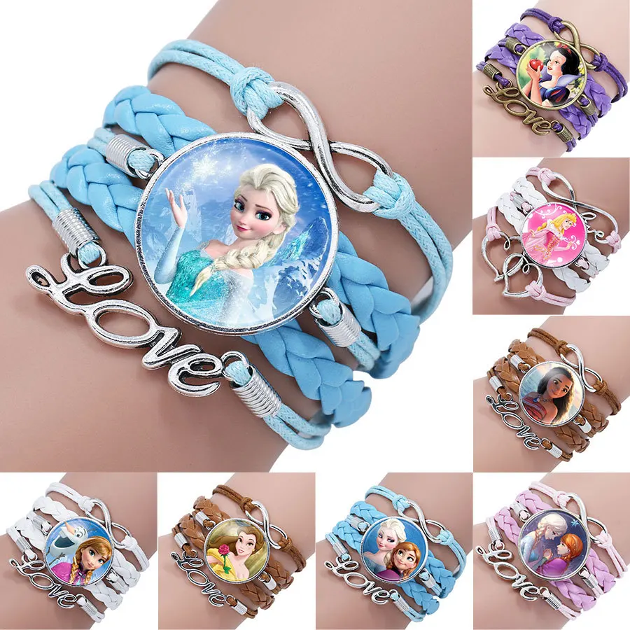 Anime Disney Frozen 2 Elsa Anna Princess Cartoon Bracelet Action Figure Toys lovely Wristand Girl Gift Christmas Gifts Toys