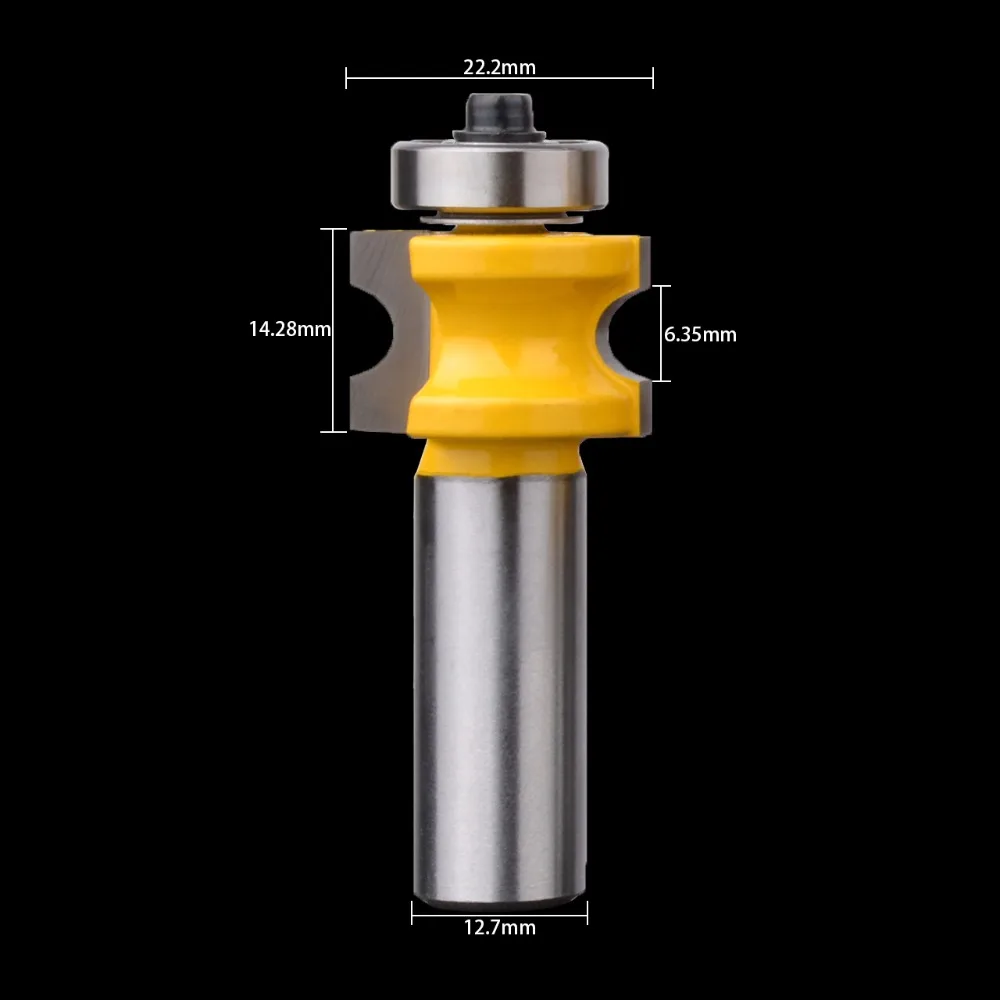 HOEN 5pcs 6.35mm Shank Milling Cutters Bullnose Router Bit Set C3 Carbide Tipped 1/2