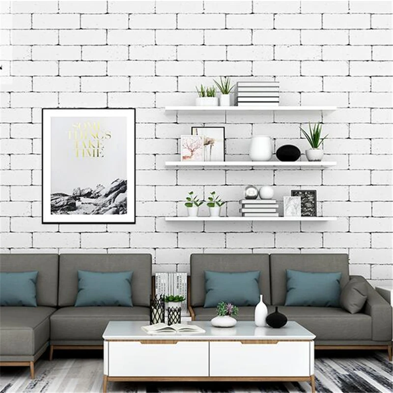 

wellyu retro brick pattern Nordic style New wallpaper ins modern minimalist TV background wallpaper white brick papel de parede